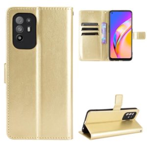 For OPPO A94 5G / Reno5 Z 5G / F19 Pro+ 5G Crazy Horse Texture Horizontal Flip Leather Case with Holder & Card Slots & Lanyard(Gold) (OEM)