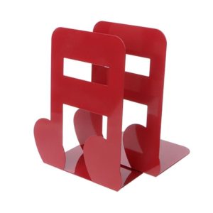 2 PCS Musical Note Metal Bookends Iron Support Holder Desk Stands For Books(Red Sixteenth) (OEM)