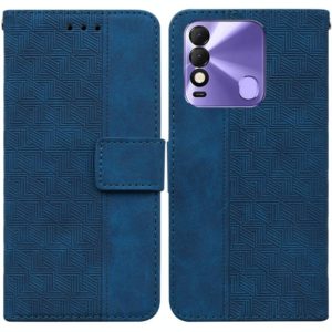 For Tecno Spark 8 / 8T Geometric Embossed Leather Phone Case(Blue) (OEM)