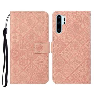 For Huawei P30 Pro Ethnic Style Embossed Pattern Horizontal Flip Leather Case with Holder & Card Slots & Wallet & Lanyard(Pink) (OEM)
