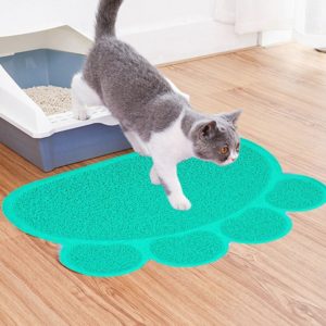 PVC Claw Shaped Cat Litter Mat Pet Placemat Anti-skid Floor Mat Pet Supplies(Lake Blue) (OEM)