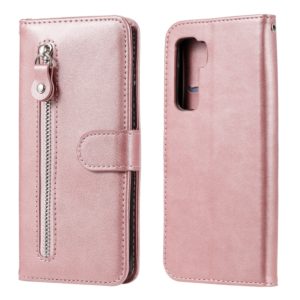 For Huawei P40 Lite (5G) / Nova 7 SE Fashion Calf Texture Zipper Horizontal Flip Leather Case with Stand & Card Slots & Wallet Function(Rose Gold) (OEM)