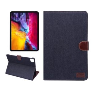 For iPad Air 2022 / 2020 10.9 Denim Texture PC Horizontal Flip Leather Protective Case, with Holder & Card Slots & Wallet & Photo Frame & Sleep / Wake-up Function(Black) (OEM)