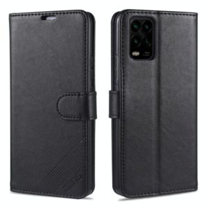For Xiaomi 10 Lite AZNS Sheepskin Texture Horizontal Flip Leather Case with Holder & Card Slots & Wallet(Black) (AZNS) (OEM)
