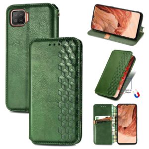 For OPPO F17 Cubic Grid Pressed Horizontal Flip Magnetic PU Leather Case with Holder & Card Slots & Wallet(Green) (OEM)