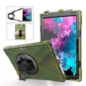 For Microsoft Surface Pro 4 / 5 Shockproof Colorful Silicone + PC Protective Case with Holder & Hand Strap & Pen Slot(Camouflage) (OEM)