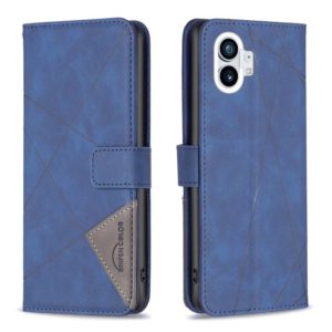 For Nothing Phone 1 Magnetic Buckle Rhombus Texture Leather Phone Case(Blue) (OEM)