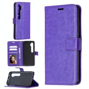 For Xiaomi Mi Note 10 Lite Crazy Horse Texture Horizontal Flip Leather Case with Holder & Card Slots & Wallet & Photo Frame(Purple) (OEM)