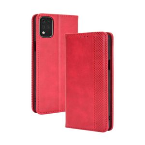 For LG K42 Magnetic Buckle Retro Crazy Horse Texture Horizontal Flip Leather Case , with Holder & Card Slots & Photo Frame(Red) (OEM)