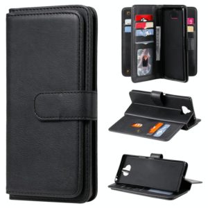 For Sony Xpeira 8 Multifunctional Magnetic Copper Buckle Horizontal Flip Solid Color Leather Case with 10 Card Slots & Wallet & Holder & Photo Frame(Black) (OEM)