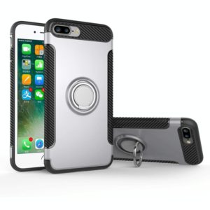 For iPhone 8 Plus & 7 Plus Magnetic 360 Degree Rotation Ring Armor Protective Case(Silver) (OEM)