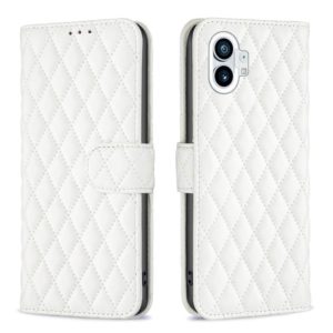 For Nothing Phone 1 Diamond Lattice Wallet Leather Flip Phone Case(White) (OEM)