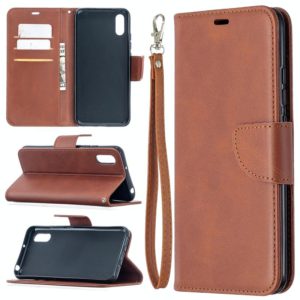 For Xiaomi Redmi 9A Retro Lambskin Texture Pure Color Horizontal Flip PU Leather Case with Holder & Card Slots & Wallet & Lanyard(Brown) (OEM)