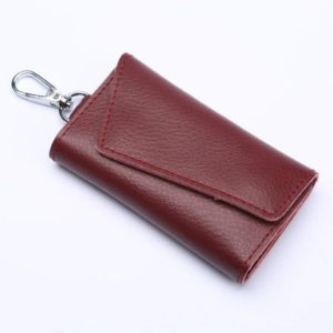Multifunctional Litchi Texture Leather Keychain Bag Car Key Bag(Wine Red) (OEM)