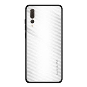 For Huawei P20 Pro Texture Gradient Glass Protective Case(White) (OEM)