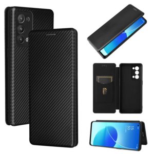 For OPPO Reno6 Pro+ 5G Carbon Fiber Texture Horizontal Flip TPU + PC + PU Leather Case with Card Slot(Black) (OEM)