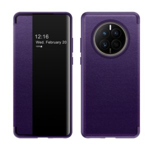 For Huawei Mate 50 Leather + TPU Frame Shockproof Phone Case(Purple) (OEM)