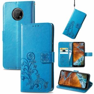 For Nokia G300 Four-leaf Clasp Embossed Buckle Leather Phone Case(Blue) (OEM)