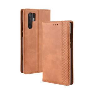 Magnetic Buckle Retro Texture Horizontal Flip Leather Case for Huawei P30 Pro, with Holder & Card Slots & Wallet (Brown) (OEM)