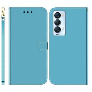 For Tecno Camon 18 Premier Imitated Mirror Surface Horizontal Flip Leather Phone Case(Blue) (OEM)