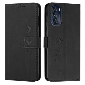 For Motorola Moto G 2022 5G Skin Feel Heart Pattern Leather Phone Case(Black) (OEM)