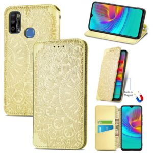 For Infinix X680 / Smart 4 Blooming Mandala Embossed Pattern Magnetic Horizontal Flip Leather Case with Holder & Card Slots & Wallet(Yellow) (OEM)