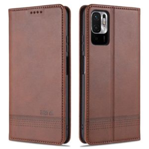 For Xiaomi Poco M3 Pro 5G AZNS Magnetic Calf Texture Horizontal Flip Leather Case with Card Slots & Holder & Wallet(Dark Brown) (AZNS) (OEM)