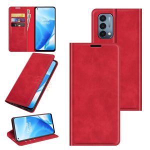 For OnePlus Nord N200 5G Retro-skin Business Magnetic Suction Leather Case with Holder & Card Slots & Wallet(Red) (OEM)