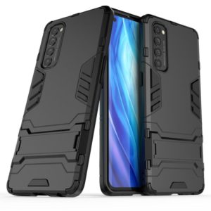 For OPPO Reno4 Pro PC + TPU Shockproof Protective Case with Invisible Holder(Black) (OEM)