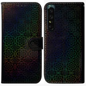 For Sony Xperia 1 IV Colorful Magnetic Buckle Leather Phone Case(Black) (OEM)