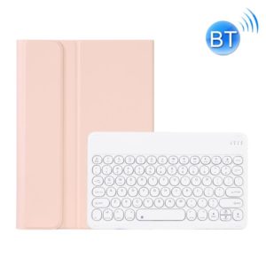 Y0N5 TPU Tablet Case Lambskin Texture Round Keycap Bluetooth Keyboard Leather Tablet Case with Holder For Xiaomi Pad 5 / 5 Pro(Pink) (OEM)