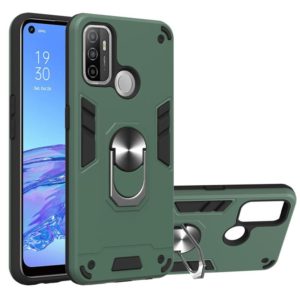 For OPPO A32 2020 / A53 / A33 2020 Armour Series PC + TPU Protective Case with Ring Holder(Dark Green) (OEM)