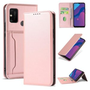 For Huawei Honor 9A Strong Magnetism Liquid Feel Horizontal Flip Leather Case with Holder & Card Slots & Wallet(Rose Gold) (OEM)