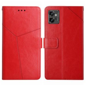For Motorola Moto G32 HT01 Y-shaped Pattern Flip Leather Phone Case(Red) (OEM)