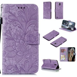 For Nokia C1 Lace Flower Horizontal Flip Leather Case with Holder & Card Slots & Wallet & Photo Frame(Purple) (OEM)