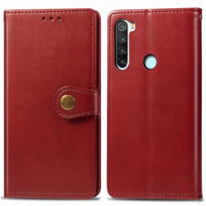 For Xiaomi Redmi Note 8 Retro Solid Color Leather Buckle Phone Case with Lanyard & Photo Frame & Card Slot & Wallet & Stand Function(Red) (OEM)