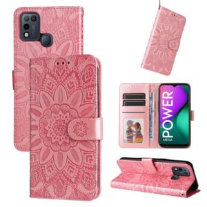 For Infinix Smart 5 Embossed Sunflower Leather Phone Case(Pink) (OEM)