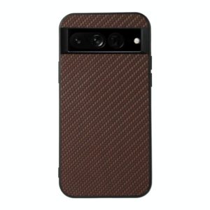 For Google Pixel 7 Pro Accurate Hole Carbon Fiber Texture PU Phone Case(Brown) (OEM)