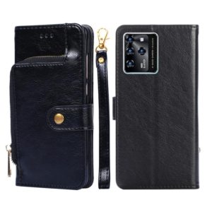 For ZTE Blade V30 Zipper Bag PU + TPU Horizontal Flip Leather Phone Case(Black) (OEM)