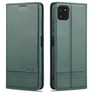 For Samsung Galaxy A22 5G AZNS Magnetic Calf Texture Horizontal Flip Leather Case with Card Slots & Holder & Wallet(Dark Green) (AZNS) (OEM)