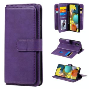For Samsung Galaxy A51 (5G) Multifunctional Magnetic Copper Buckle Horizontal Flip Solid Color Leather Case with 10 Card Slots & Wallet & Holder & Photo Frame(Purple) (OEM)