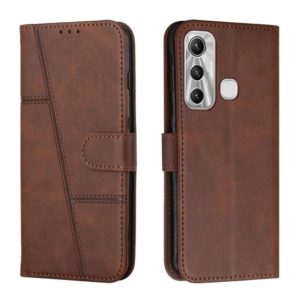 For Infinix Hot 11 Stitching Calf Texture Buckle Leather Phone Case(Brown) (OEM)