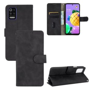 For LG K52 / K62 Solid Color Skin Feel Magnetic Buckle Horizontal Flip Calf Texture PU Leather Case with Holder & Card Slots & Wallet(Black) (OEM)