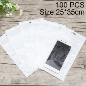 100 PCS 25cm x 35cm Hang Hole Clear Front White Pearl Jewelry Zip Lock Packaging Bag, Custom Printing and Size are welcome (OEM)