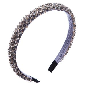 Handmade Fine-edged Fabric Headband Crystal Headband(Gray) (OEM)