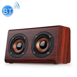 W7 Bluetooth 4.2 Wooden Double Horns Bluetooth Speaker(Red Wood Texture) (OEM)