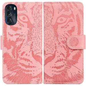 For Motorola Moto G 2022 Tiger Embossing Pattern Horizontal Flip Leather Phone Case(Pink) (OEM)