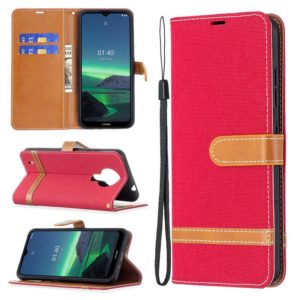 For Nokia 1.4 Color Matching Denim Texture Horizontal Flip Leather Case with Holder & Card Slots & Wallet & Lanyard(Red) (OEM)