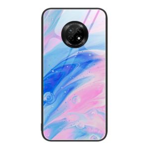 For Huawei Enjoy 20 Plus 5G Marble Pattern Glass Protective Phone Case(Pink) (OEM)