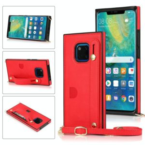 For Huawei Mate 20 Pro Wrist Strap PU+TPU Shockproof Protective Case with Crossbody Lanyard & Holder & Card Slot(Red) (OEM)